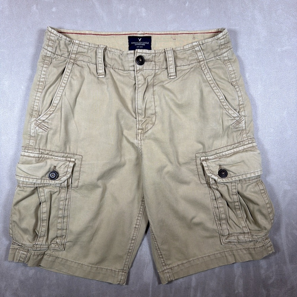 American Eagle Cargo Shorts Khaki Utility Military Y2K Style Men's 30 Cotton
